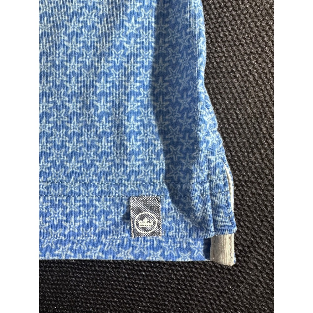 Peter Millar Seaside Performance Polo Shirt Mens Blue Star Print Size Large Golf - Picture 7 of 10